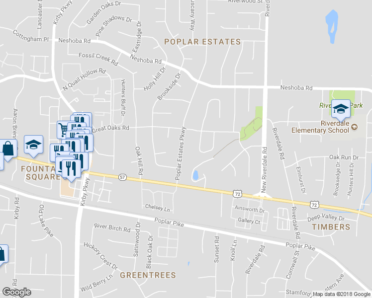 map of restaurants, bars, coffee shops, grocery stores, and more near 1800 Poplar Estates Parkway in Germantown