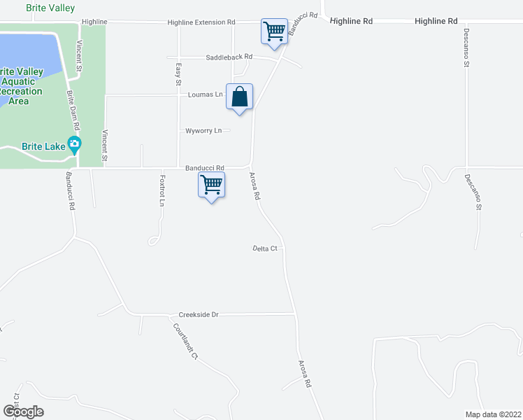 map of restaurants, bars, coffee shops, grocery stores, and more near Arosa Road in Tehachapi