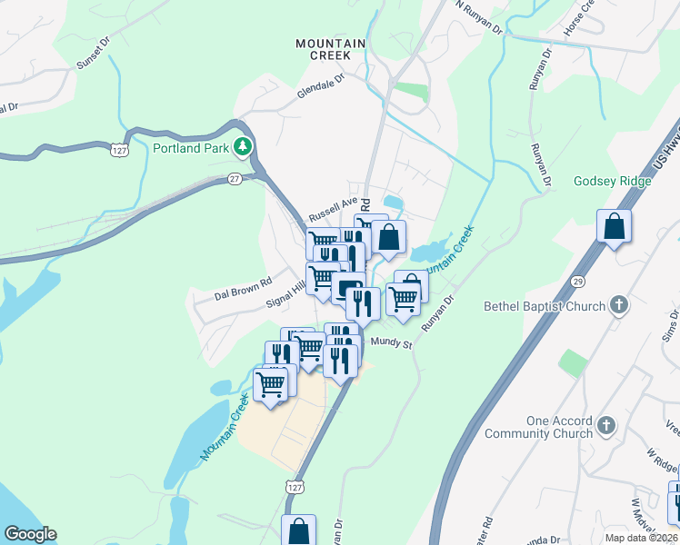 map of restaurants, bars, coffee shops, grocery stores, and more near 730 Signal Mountain Road in Chattanooga
