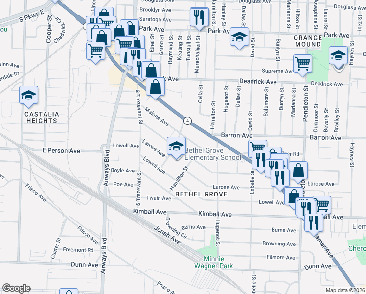 map of restaurants, bars, coffee shops, grocery stores, and more near 2464 Arlington Avenue in Memphis