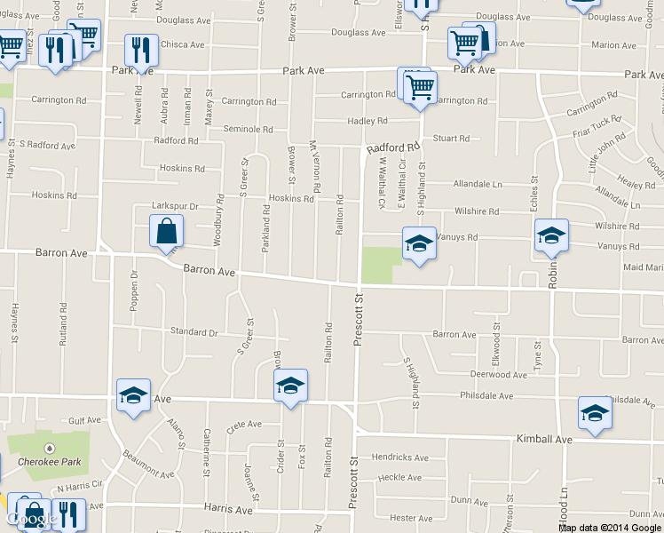 map of restaurants, bars, coffee shops, grocery stores, and more near 1161 Railton Road in Memphis