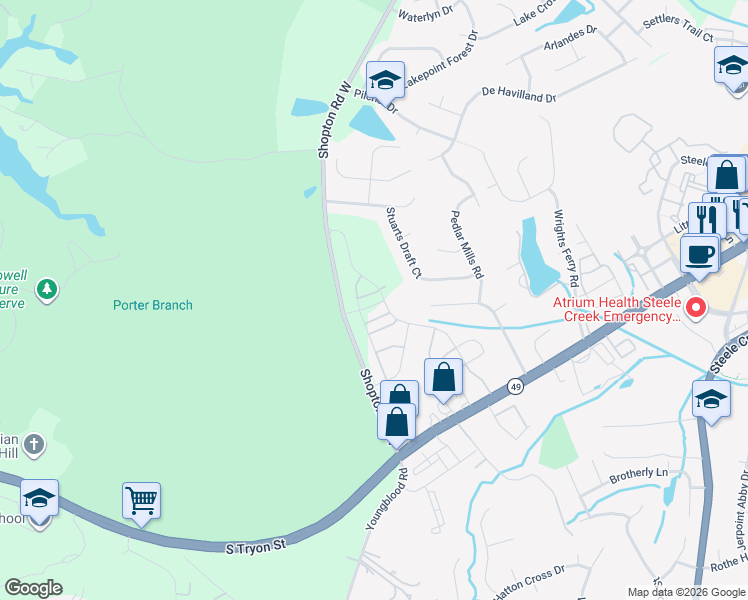 map of restaurants, bars, coffee shops, grocery stores, and more near in Charlotte