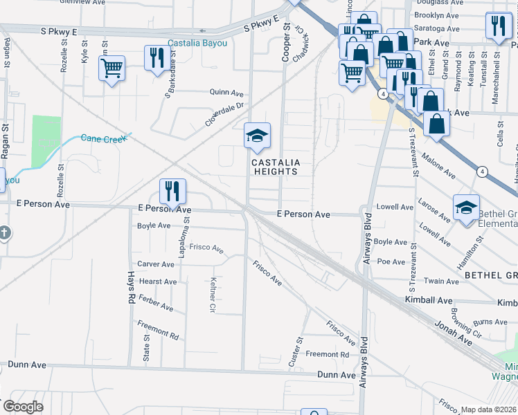 map of restaurants, bars, coffee shops, grocery stores, and more near 2066 East Person Avenue in Memphis