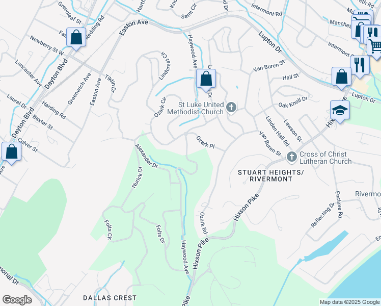 map of restaurants, bars, coffee shops, grocery stores, and more near 2966 Haywood Avenue in Chattanooga