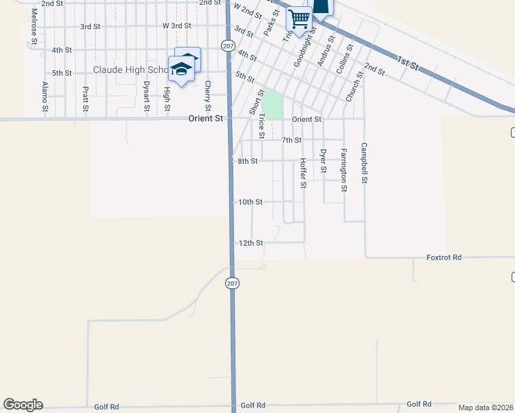 map of restaurants, bars, coffee shops, grocery stores, and more near 101 10th Street in Claude