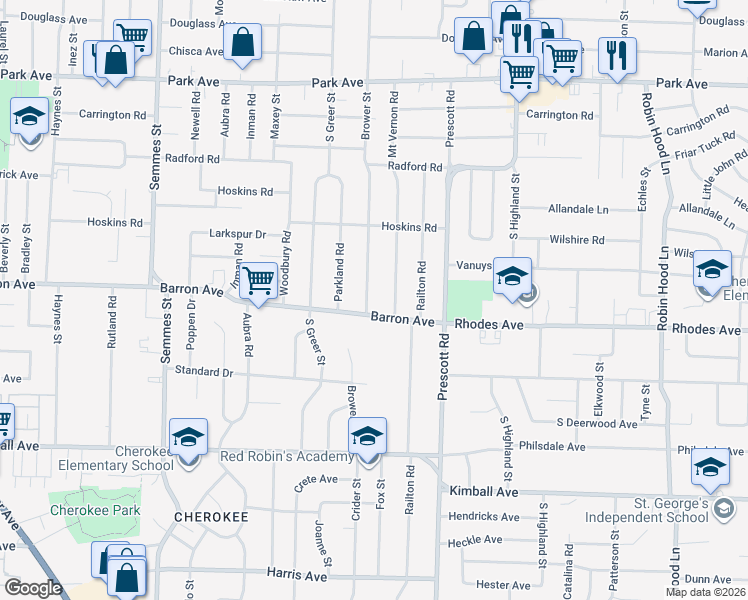 map of restaurants, bars, coffee shops, grocery stores, and more near 1156 Brower Street in Memphis