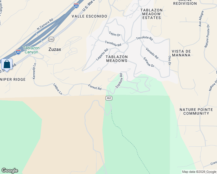 map of restaurants, bars, coffee shops, grocery stores, and more near 101 Forest Road in Tijeras