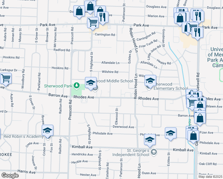 map of restaurants, bars, coffee shops, grocery stores, and more near 1158 Catalina Road in Memphis
