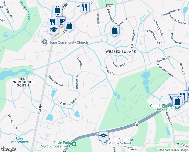 map of restaurants, bars, coffee shops, grocery stores, and more near 4600 Cringle Court in Charlotte