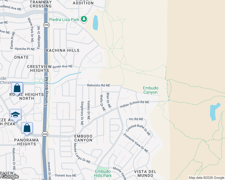 map of restaurants, bars, coffee shops, grocery stores, and more near 13505 Haines Avenue Northeast in Albuquerque