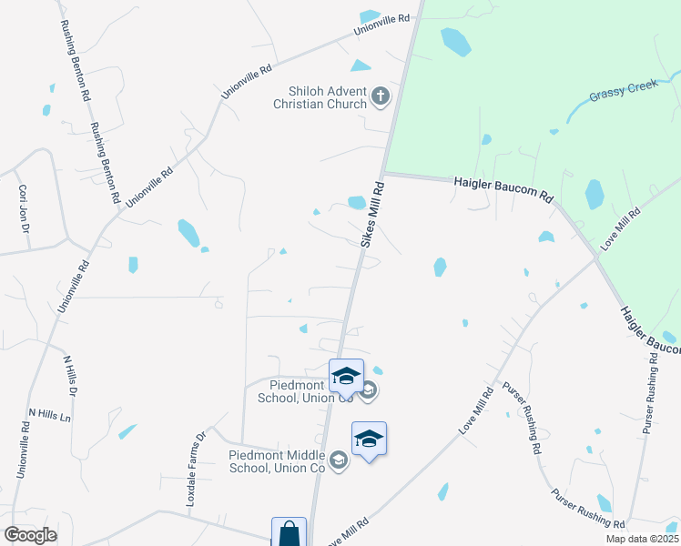 map of restaurants, bars, coffee shops, grocery stores, and more near 3307 Sikes Mill Road in Monroe
