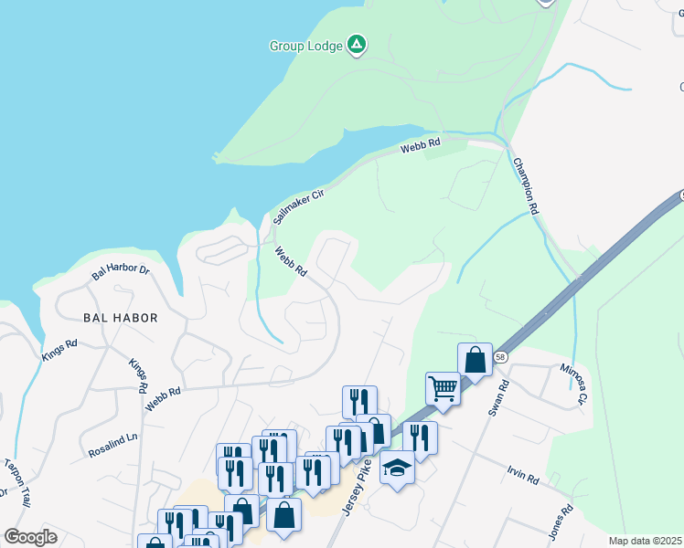 map of restaurants, bars, coffee shops, grocery stores, and more near 5010 Waterstone Drive in Chattanooga
