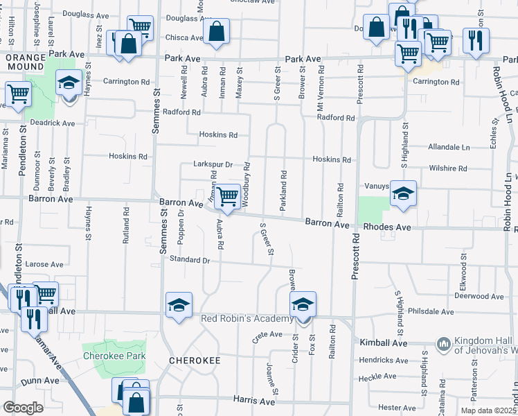 map of restaurants, bars, coffee shops, grocery stores, and more near 1161 South Greer Street in Memphis