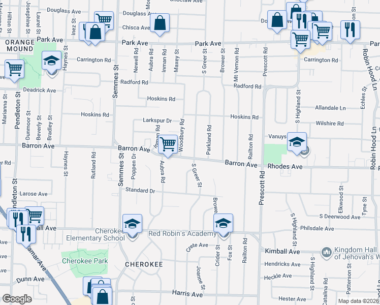 map of restaurants, bars, coffee shops, grocery stores, and more near 1161 South Greer Street in Memphis