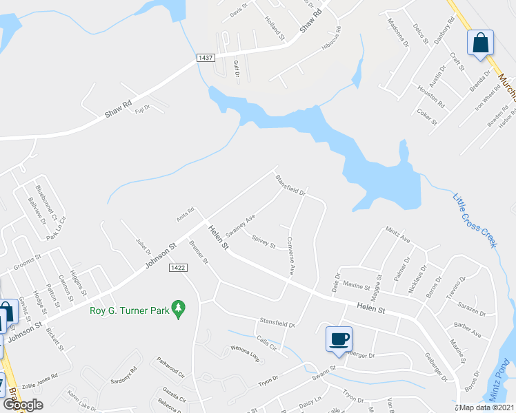 map of restaurants, bars, coffee shops, grocery stores, and more near 1509 Swainey Avenue in Fayetteville