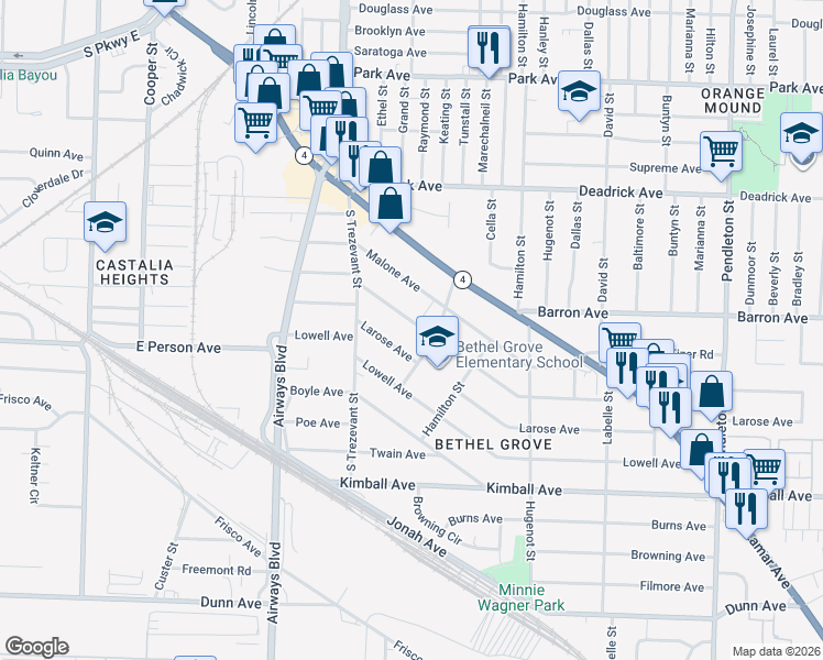 map of restaurants, bars, coffee shops, grocery stores, and more near 2429 Arlington Avenue in Memphis