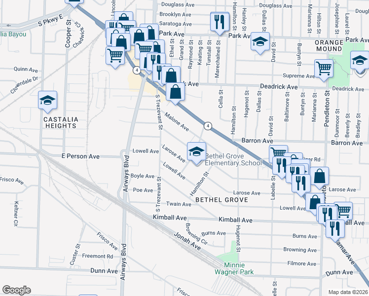 map of restaurants, bars, coffee shops, grocery stores, and more near 2429 Arlington Avenue in Memphis