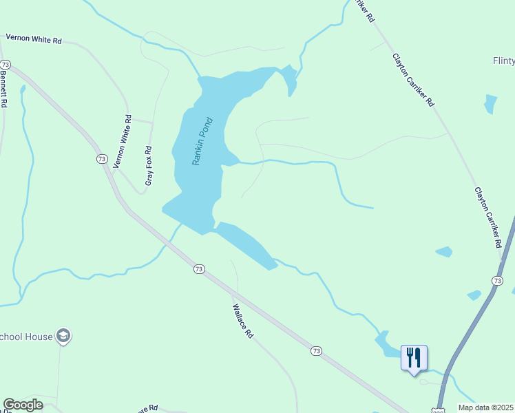 map of restaurants, bars, coffee shops, grocery stores, and more near 135 Rankin Lake Road in Ellerbe
