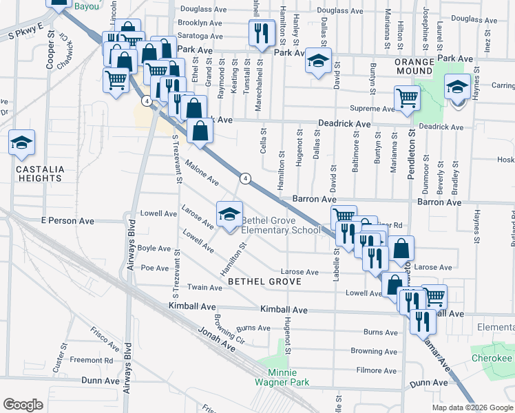 map of restaurants, bars, coffee shops, grocery stores, and more near 2514 Malone Avenue in Memphis