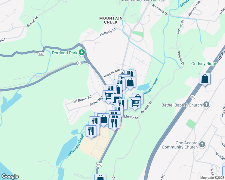 map of restaurants, bars, coffee shops, grocery stores, and more near 730 Signal Mountain Road in Chattanooga