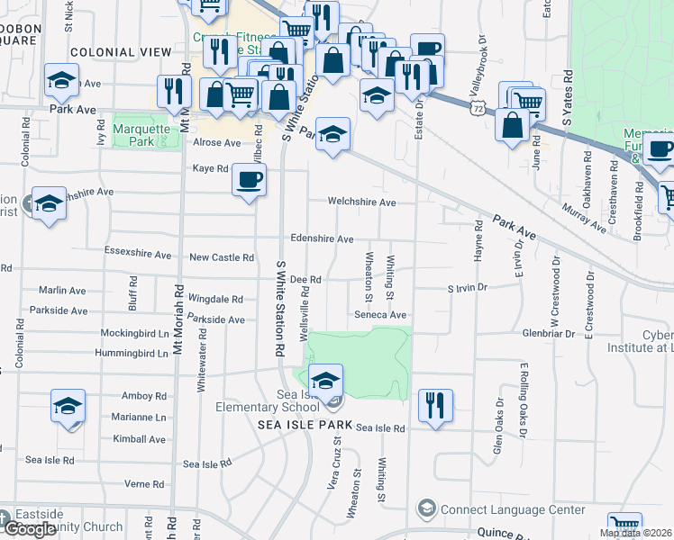 map of restaurants, bars, coffee shops, grocery stores, and more near 5247 Dee Road in Memphis