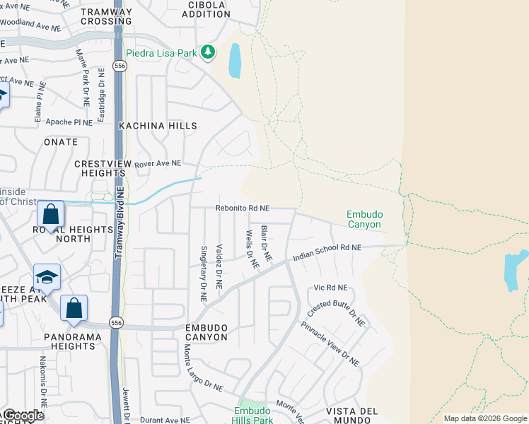 map of restaurants, bars, coffee shops, grocery stores, and more near 13505 Haines Avenue Northeast in Albuquerque