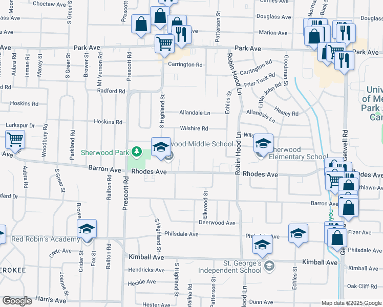 map of restaurants, bars, coffee shops, grocery stores, and more near 1158 Catalina Road in Memphis