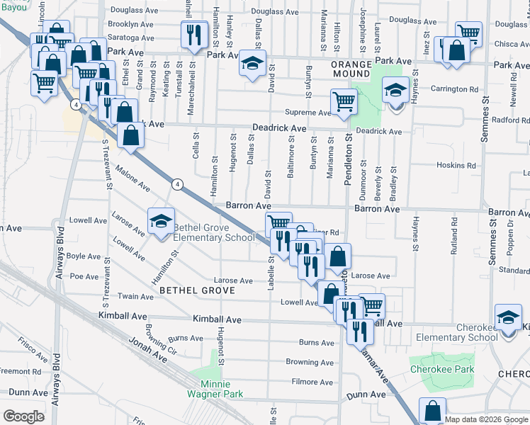 map of restaurants, bars, coffee shops, grocery stores, and more near 2638 Fizer Road in Memphis