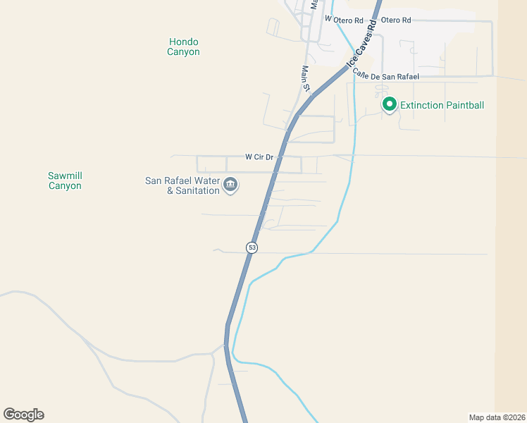 map of restaurants, bars, coffee shops, grocery stores, and more near New Mexico 53 in San Rafael