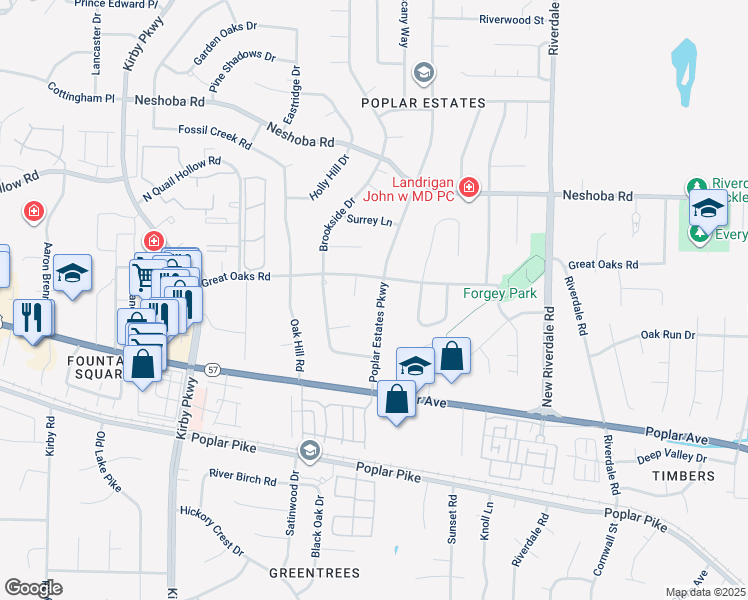 map of restaurants, bars, coffee shops, grocery stores, and more near 6922 Brookside Cove in Germantown