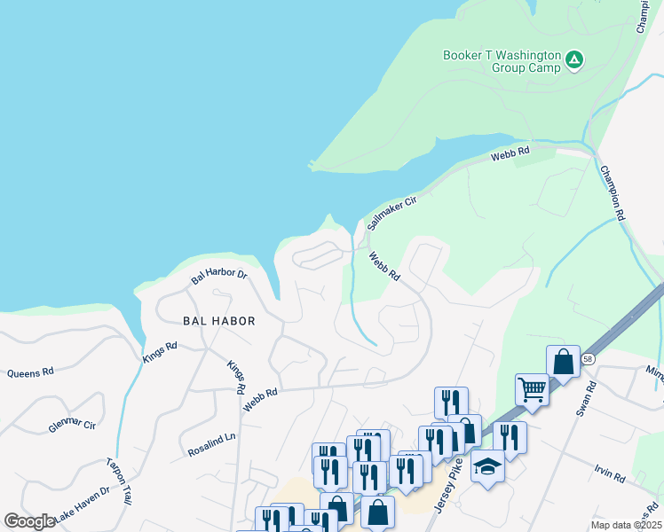 map of restaurants, bars, coffee shops, grocery stores, and more near 4557 Sailmaker Circle in Chattanooga