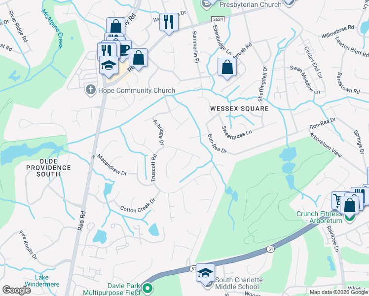 map of restaurants, bars, coffee shops, grocery stores, and more near 4600 Cringle Court in Charlotte