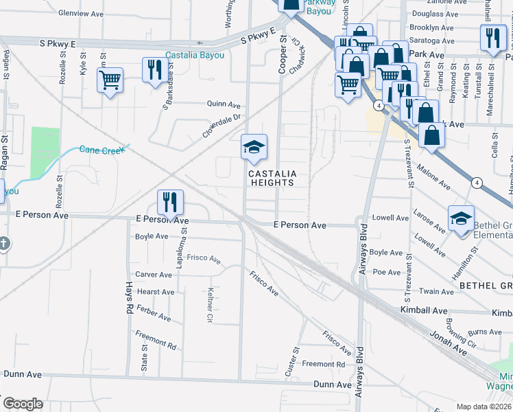 map of restaurants, bars, coffee shops, grocery stores, and more near 2066 East Person Avenue in Memphis