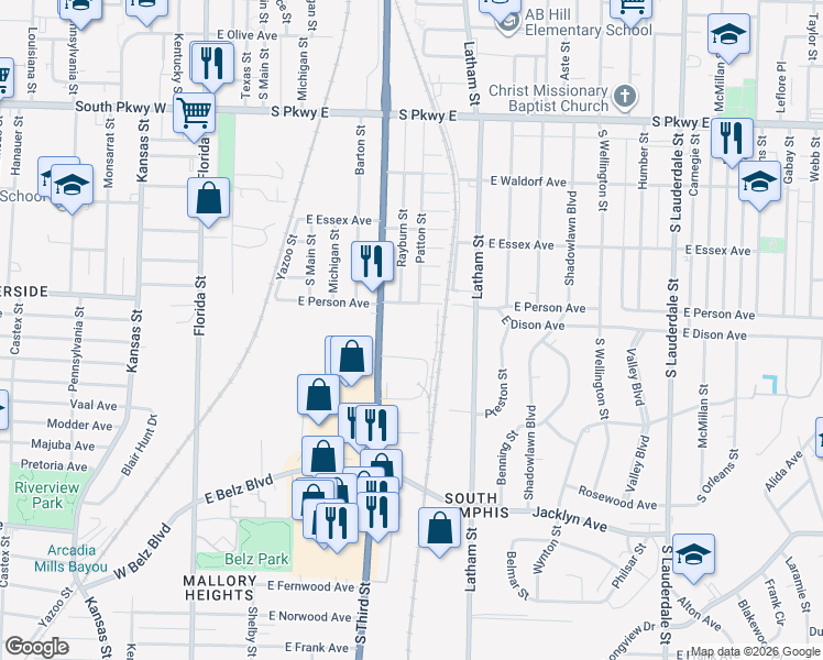 map of restaurants, bars, coffee shops, grocery stores, and more near 1700 S 3rd St in Memphis