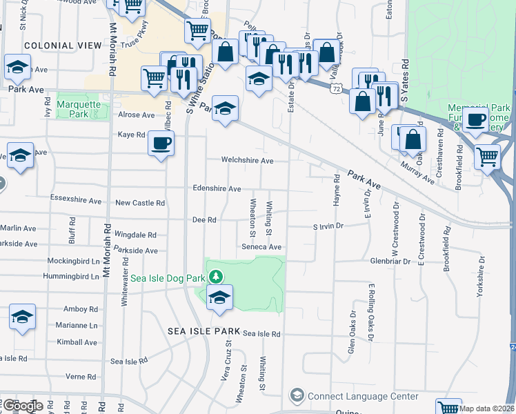 map of restaurants, bars, coffee shops, grocery stores, and more near 5283 Dee Road in Memphis