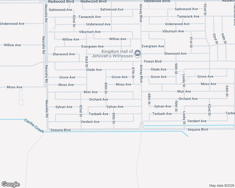 map of restaurants, bars, coffee shops, grocery stores, and more near Muir Avenue in California City