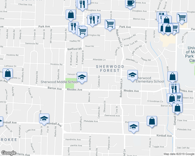 map of restaurants, bars, coffee shops, grocery stores, and more near 3588 Vanuys Road in Memphis