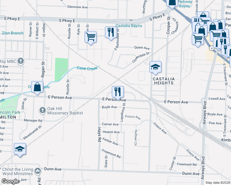 map of restaurants, bars, coffee shops, grocery stores, and more near 1892 Glory Circle in Memphis