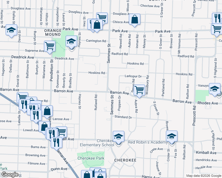 map of restaurants, bars, coffee shops, grocery stores, and more near 1108 Semmes Street in Memphis