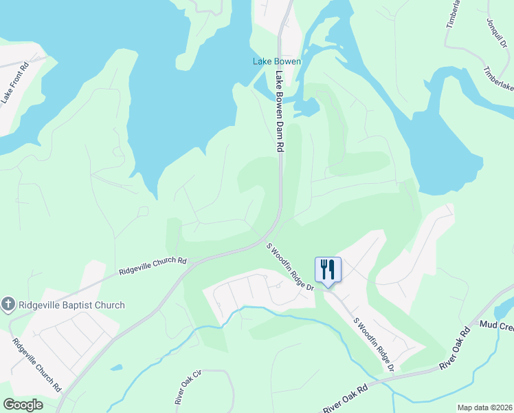 map of restaurants, bars, coffee shops, grocery stores, and more near 519 Willbrook Court in Inman