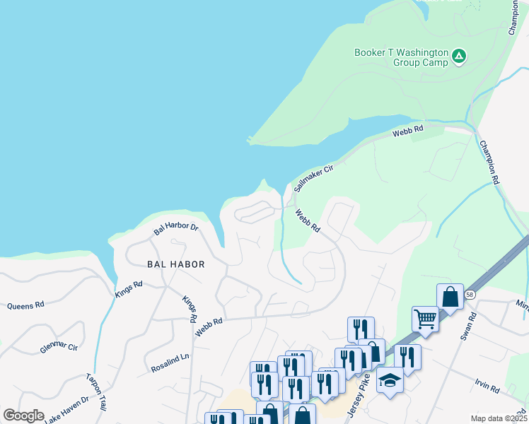 map of restaurants, bars, coffee shops, grocery stores, and more near 4548 Sailmaker Circle in Chattanooga