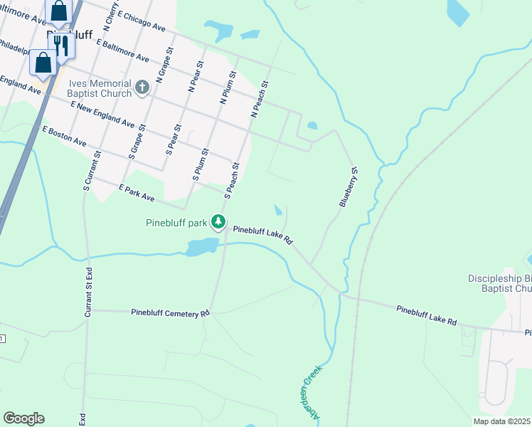 map of restaurants, bars, coffee shops, grocery stores, and more near 195 Pinebluff Lake Road in Aberdeen