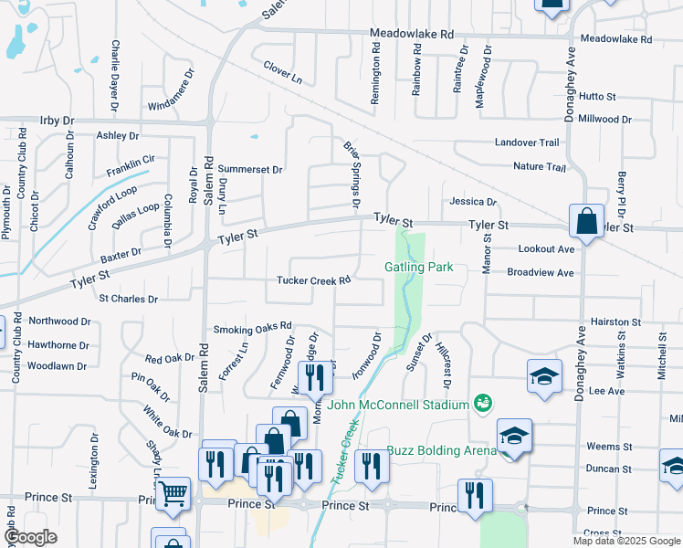 map of restaurants, bars, coffee shops, grocery stores, and more near 17 Pebble Brook Drive in Conway