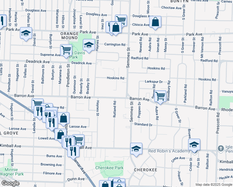 map of restaurants, bars, coffee shops, grocery stores, and more near 1107 Semmes Street in Memphis