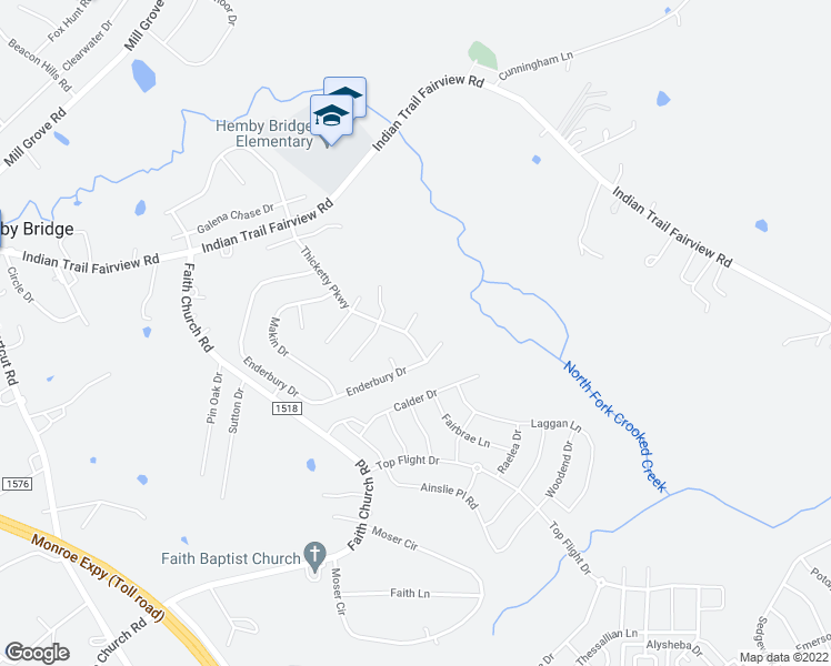 map of restaurants, bars, coffee shops, grocery stores, and more near 1000 Ponape Court in Indian Trail