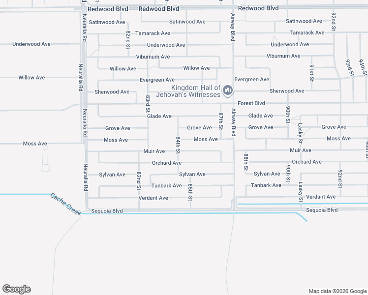 map of restaurants, bars, coffee shops, grocery stores, and more near 8480 Moss Avenue in California City