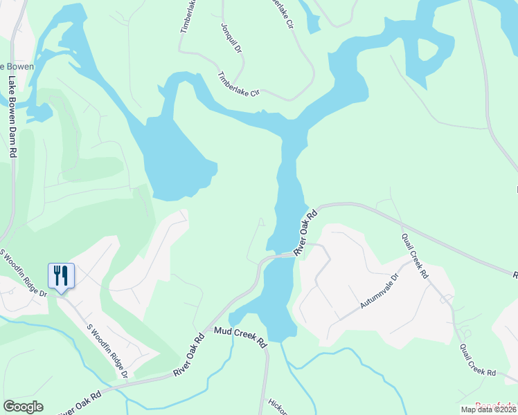 map of restaurants, bars, coffee shops, grocery stores, and more near 1279 Riveroak Road in Inman