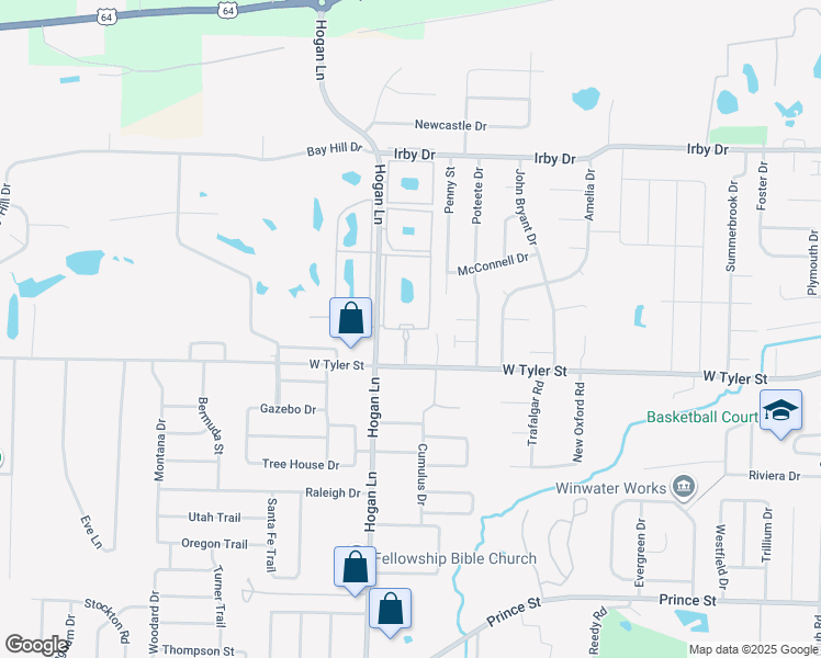 map of restaurants, bars, coffee shops, grocery stores, and more near 1500 Westlake Drive in Conway