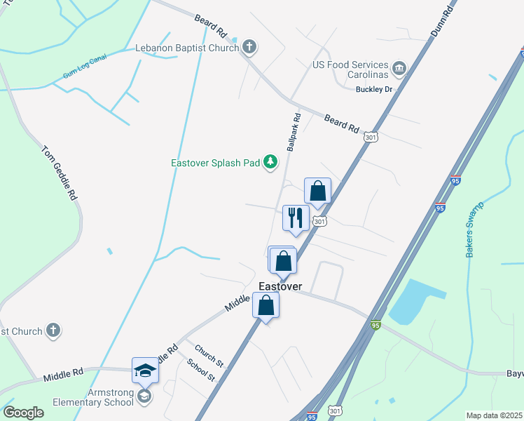 map of restaurants, bars, coffee shops, grocery stores, and more near 3236 Chippenham Street in Eastover