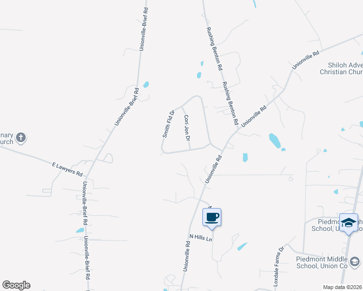 map of restaurants, bars, coffee shops, grocery stores, and more near 2913 Smithfield Drive in Monroe